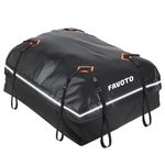 Favoto Car Roof Bag - 15 Cubic, Waterproof 500D, No Rack Needed, Anti-Slip Mat, 8 Heavy-Duty Straps, Folding Soft Roof Bag, Black