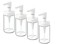 Ikea Little Loved Corner Glass Soap Dispenser Set for Bathroom, Wash Basin, Liquid Handwasher Dispenser Bottle with Rust-Proof Plastic Pump, (Pack of 4, White)