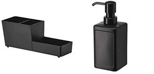 Digital Shoppy IKEA Plastic Rinnig Kitchen Utensil Rack and Soap Dispenser, 450 Ml (15 Oz), Black