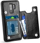 HianDier Wallet Case for Galaxy S9 Plus, Slim Protective Case with Credit Card Slot Holder Flip Folio Soft PU Leather Magnetic Closure Cover Compatible with Samsung Galaxy S9+ Plus, Black