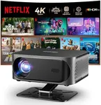 [Netflix-Licensed/Dolby Audio]Outdoor Projector with Wifi 6 and Bluetooth, iSinbox 1080P Native 700ANSI Portable Movie Projector, Built-in Netflix/YouTube/PrimeVideo, Electric Focus Smart Projector