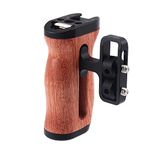 Foto4easy Camera Wooden Side Handle,Adjustable Up and Down Side Handle Grip with 1/4"-20 Screw Hole and Cold Shoe Mount for DSLR Camera Cage and Camnera Accessories