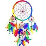 Large Blue Yellow Red Green Turquoise Blue Orange Rainbow Colour Dream Catcher Beautiful Home Decor & Kids Room Wall Hanging Party Bag Filler Item Catch All Those Bad Dreams No More Sleepless Nights