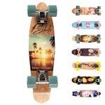 Skateboard Retro 55 cm / 22 in Mini Cruiser Real Wood Canadian Maple Perfect Complete Board Vintage Wooden Skateboards