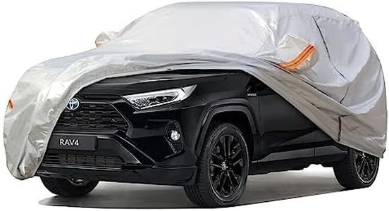 SEAZEN 6 Layers Car Cover Waterproof All Weather, Car Cover Custom Fit for Toyota RAV4, Outdoor Car Covers for Automobiles with Zipper Door, Hail UV Snow Wind Protection (Toyota RAV4)