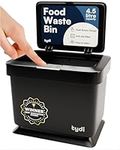 Tydi 4.5L Food Waste Bin with Press-Button Lid (2 Pack) – Compost Bins for Kitchen - Anti-Slip Base and Secure Lid Kitchen Compost – Small Indoor Caddy for Cupboard or Countertop – Black