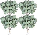 20 Pcs Fake Eucalyptus Leaves Stems 14.2" Tall Silver Dollar Artificial Greenery Stems for Home Wedding Decor Faux Eucalyptus Plant Bride Bouquet Vase Floral Arrangement (Grey Green)