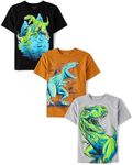 The Children's Place Boys' Short Sleeve Graphic T-Shirt 2-Pack, Dino/Dinos/Trex Body 3-Pack, Medium