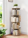 Quikraen Rotating Bookshelf 360° revolving bookcase for Kids Room Free Standing Rotating bookcase Multi-Functional Display Organizer for Home Study Room Bedroom (4-Tier | Oak | No wheels)