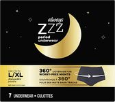 Always, ZZZs Overnight Disposable Period Underwear For Women, Large/X-Large, Black, Light Scent, Disposable, 7 Count