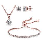 Philip Jones Rose Gold Plated Solitaire Friendship Set Created with Zircondia® Crystals