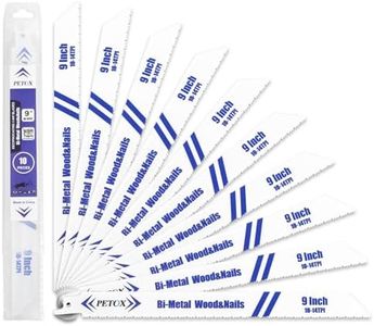 PETOX 10-Piece Reciprocating Saw Blade Set, Wood and Nailwood Cutting Saw Blades, 9 Inch 10-14TPI, Bimetal Blades Contain 8% Cobalt, Universal Blades, fit DeWalt Bosch Makita Milwaukee Sawsall