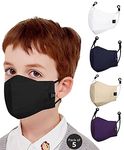 Cenwell 5 Pcs Kids 3D Mask for School, 6 Layer, Reusable, Washable, Breathable Stylish Designer Fabric Face Mask with Adjustable Earloops for Boys Girls Students (Multicolor)