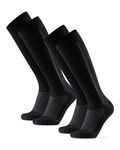 DANISH ENDURANCE 2 Pack Graduated Compression Socks, 21-26mmHg, Flight Socks, Running, Women & Men Black/Grey 6-8