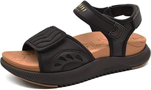 ONCAI Walking Sandals Women,Arch Support Hiking Sandals with Orthotic Outdoor Footbed for Plantar Fasciitis,Water Athletic Platform Sandalias Mujer with 3 Adjustable Strap Brown/Khaki Size 9.5