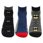 Bonjour Superman Batman Ankle Socks for Men Pack of 3