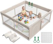 ZEEBABA Baby Playpen with Mat, 47x47x27inch Playpen Keeps Baby Safe, Play Yard for Infants, Parc pour Bébé Gives Mom a Break