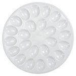 Buyajuju Deviled Egg Plate, 13.8 inch Egg Dish, Holds 24 Eggs, Egg Tray Fit Deviled Eggs Perfectly, White Porcelain