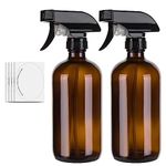 hmaimas 500ml Amber Empty Glass Spray Bottles for Cleaning, Mist Water Spray Bottle for Hair, Gardening and Essential Oils, Adjustable Trigger Sprayer with Spray Stream Settings, Set of 2