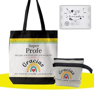 Regalo Para Profesora Bolsa y Estuche De Tela Regalo Maestros Regalos Originales Para Profesores Regalo Maestra Regalo Profe Infantil regalos para profes (Regalo Profe Bolso y Estuche)
