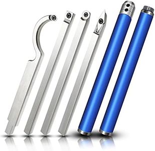 Carbide Tipped Wood Turning Tools Set, Latest Lathe Rougher Finisher Swan Neck Hollowing Tools and Interchangeable Aluminum Alloy Grip Handle with Diamond Round Square Carbide Inserts