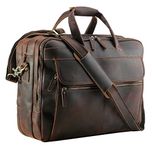 Polare 18'' Thick Full Grain Italian Leather Fit 17.3" Laptop Business Briefcase Work Bag Overnight Bag for Men