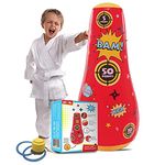 Whoobli Ninja Inflatable Kids Punching Bag, Inflatable Toy Punching Bag for Kids, Bounce-Back Bop Bag for Play, Boxing, Karate, Anger Management, Gift for 3-7 Years Old, Toys Age 3 4 5 6 7; New 2024