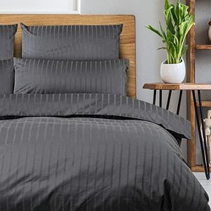 slummer Bettwäsche 135x200 - anthrazit - Bezug Damast 100% Baumwolle - YKK Reißverschluss - OekoTEX Zertifiziert - Hotelbettwäsche - Kissen 80x80cm