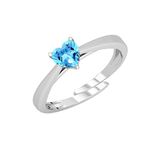 CLARA Pure 925 Sterling Silver Blue Heart Finger Ring with Adjustable Band | Gift for Women Girls Wife Girlfriend | Swiss Zircon Rhodium Plated