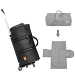 seyfocnia Rolling Garment Bag,Wheeled Garment Bag for Travel with Wheels Overnight Bags with Wheels Carry On Garment Bag with Shoe Compartment Suitcase Convertible Garment Duffle Bag, Black, Classic