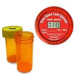 TimerCap Automatically Displays Time Since Last Opened - Built-in Stopwatch Smart Pill Bottle Cap Medication Reminder Case ( Qty 2 - 1.8 oz Amber Bottles) CRC