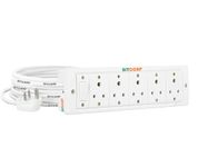 Bitcorp 6A 10A 13A Heavy Duty International Extension Board 5 Socket 1 Switch (2000W) Surge Protector with 2 Meter Long Wire Cable for Refrigerator, Washing Machine, Small Large Appliances