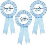 Mommy to be Tinplate Badge Pin, 2 Grandma to be badge light blue for boy - Baby Shower Button New Mom Gifts Gender Reveals Party Baby Boy Blue Rosette Button Baby Celebration (Sky Blue)