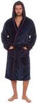 MICHAEL PAUL Dressing Gowns for Men | Super Soft Luxury Hooded Dressing Gown Black Grey Navy | Men's Warm and Cozy Fleece Nightwear Robe | Gifts for Men Navy red XL