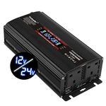 DC 12V/24V to AC 240V Yinleader Power Inverter 1500W/3000W Converter LCD 2 AC sockets 1 USB-Suitable for Travel, Camping, RV