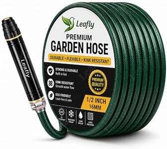 Leafly Heavy Duty Garden Hose | Flexible Expandable Waterpipe with Double Latex Core & Braided Outer Layer | Stainless Metal Spray Nozzle Gun, Tap Connector, 2 Hose Clamps | Leak & Kink Free (20M)