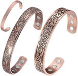 Feraco Copper Bracelet for Women Arthritis & Joint, Magnetic Bracelets for Women Pain Relief, 99.99% Pure Copper Cuff Bangle with 3500 Gauss Healing Magnets, Adjustable, Vintage Flower Collection,