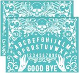 OLYCRAFT 2Pcs 28x22cm Self-Adhesive Silk Screen Printing Stencil Ouija Board Silk Screen Stencil Skeleton Letter Number Mesh Stencils Hand Transfer for Painting on Wood DIY T-Shirt Fabric