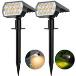 Flaow Solar Garden Lights, 52 LED Solar Spot Lights Outdoor, Warm White Solar Powered Garden Lights Waterproof, Dusk-to-Dawn, Solar Landscape Spotlights for Garden Pathway Wall Porch, 2 Pack