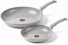T-FAL Refresh Ceramic Nonstick Fry Pan Set, 2 Pieces, 8 Inch (20 cm) & 10 Inch (26 cm), Eco-Friendly, Durable for Healthy Cooking, Moon Grey