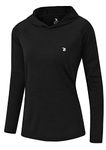 JHMORP Women's Hiking Hoodies Shirts Light Long Sleeve SPF UPF 50+ Outdoor Sport Running UV Protection Shirts Sunshirts (Black,CA L)