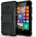 London Gadget Store For For Microsoft Lumia 435 Hard Shock Proof Dual Layer Hybrid Armour Hard Silicone Skin Case Cover Integrated KickStand with Screen Protector - Black