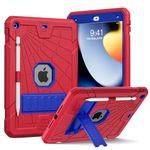 New Herize iPad 10.2 Case 9th/8th/7th Generation for Kids Boys Girls | Protective 10.2 inch iPad Case 2021/2020/2019 with Pencil Holder | Shockproof iPad Case 10.2 with Kickstand-Blue & Red