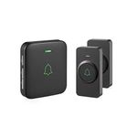 AVANTEK Wireless Doorbells, 1000 ft Range IP55 Waterproof Cordless Door Chime Kit with 2 Push Buttons, 52 Melodies, 5 Volume Levels, LED Flash, CB-21, Suitable for Front Back Doors Entrance Ways