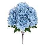 HOMEXO Peony Decorative Artificial Fake Faux Flower Plants Silk Arrangements Wedding Bouquets Decoration Home Kitchen Garden Party Table Floral centerpieces DIY (Dark Blue)