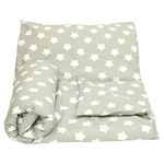 OLO Olobaby Reversible Cot Duvet/Quilt Cover and Pillowcase Set 2 pcs 100% COTTON (LG white stars/grey, 135 x 100 cm)