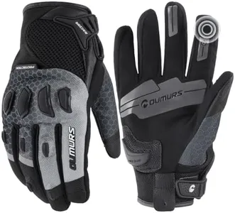 Oumurs Motorcycle Gloves for Men, Touchscreen Cycling Gloves for Outdoor Sports On-Road/Off-Road/Mountain Motorcycle Motorcross Motorbike Dirt Bike Bicycle Racing ATV UTV, Grey, M