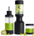 Beast Mighty 850 | Premium Compact Personal Blender | Smoothies, Shakes, Dressings, Sauces | Blends Ice and Frozen Fruit | New XL Vessel | Extra Vessels, Straw Cap and Straws | 850W (Carbon Black)