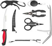 OH MY WOW 7-Piece Fishing Tool Kit – Pliers, Fillet Knife, Hook Remover, Split Ring Plier, Lip Gripper, Scissors & Retractor for Enthusiasts & Professionals