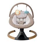 BABABING Electric Baby Swing Chair - Beige | Soft Baby Chair Hub Swings with Bluetooth and Digital Display | Lightweight Swing Chairs from Birth with 5 Swinging Options